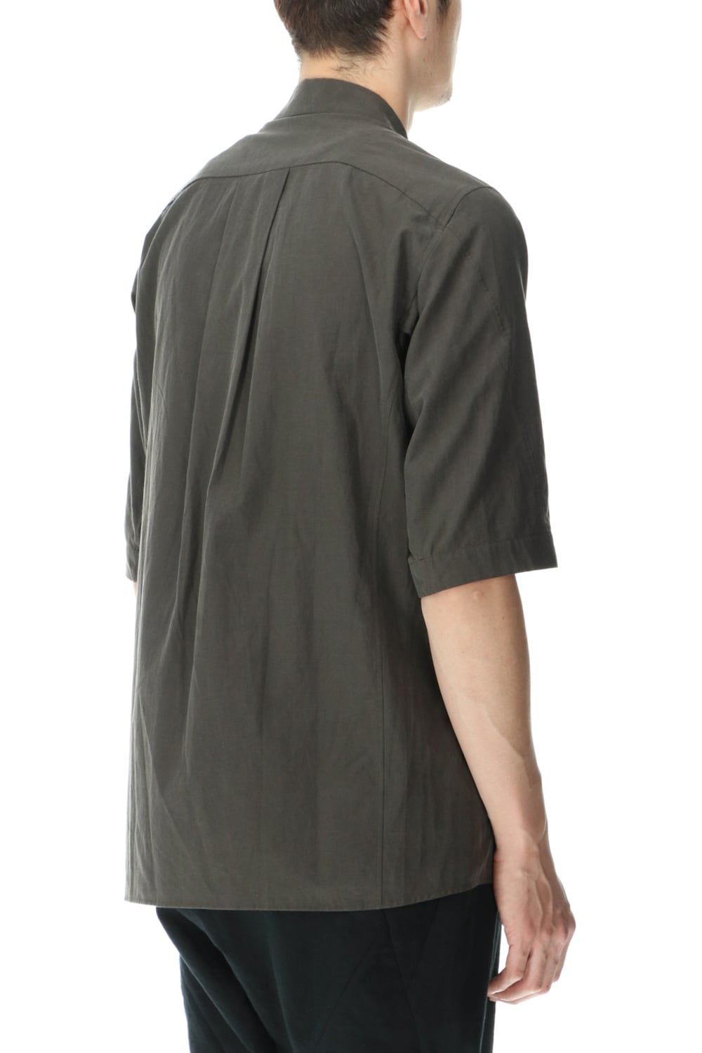 Short sleeve shirt silk/cotton broad sandblast finish Gray