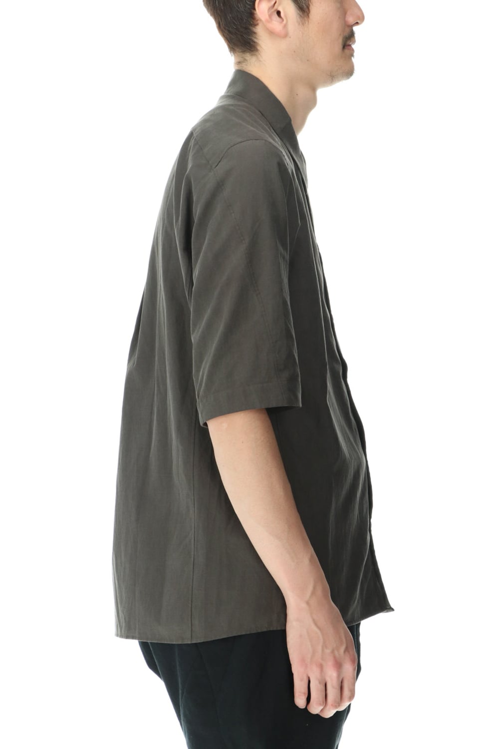 Short sleeve shirt silk/cotton broad sandblast finish Gray