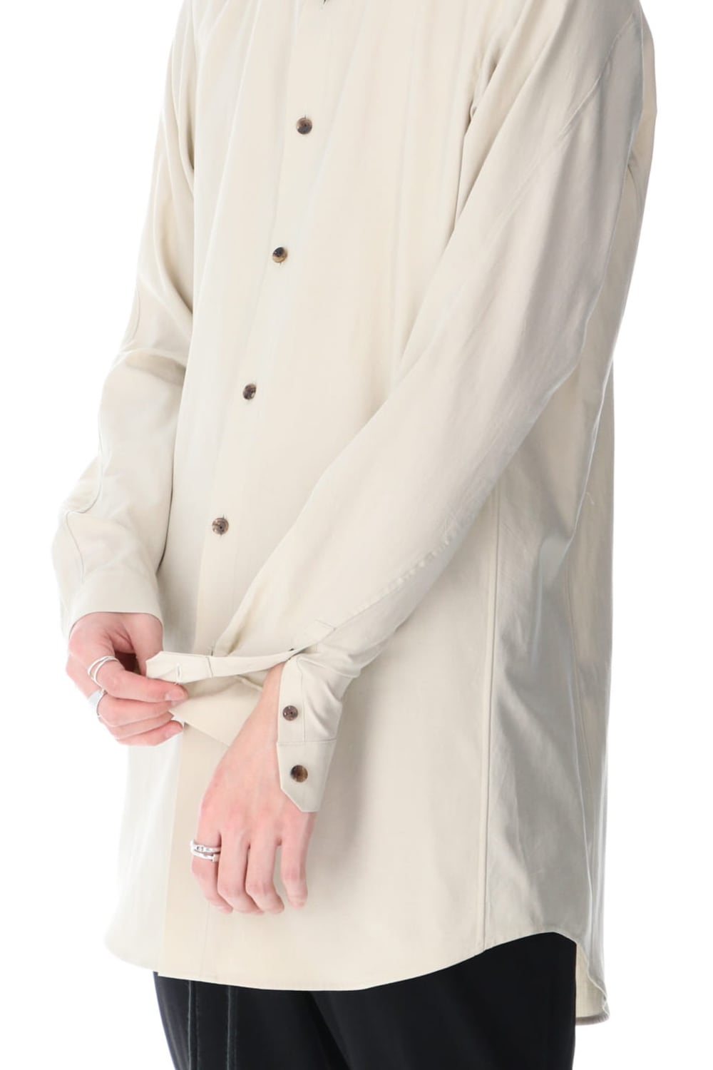 Shirt silk/cotton broad sandblast finish Light Beige