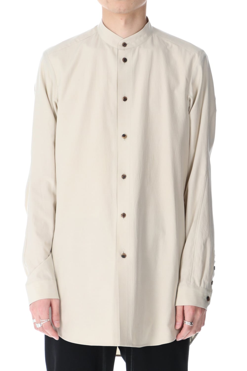 Shirt silk/cotton broad sandblast finish Light Beige