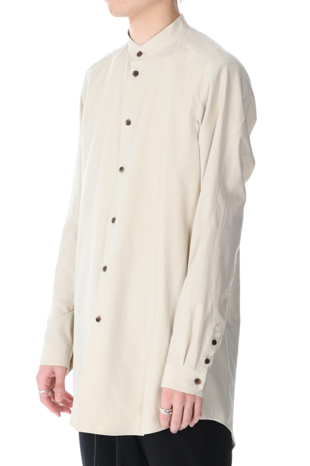 Shirt silk/cotton broad sandblast finish Light Beige