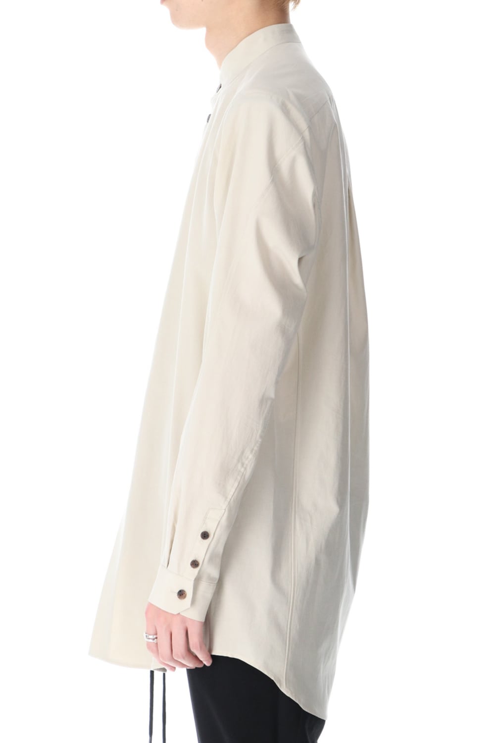 Shirt silk/cotton broad sandblast finish Light Beige