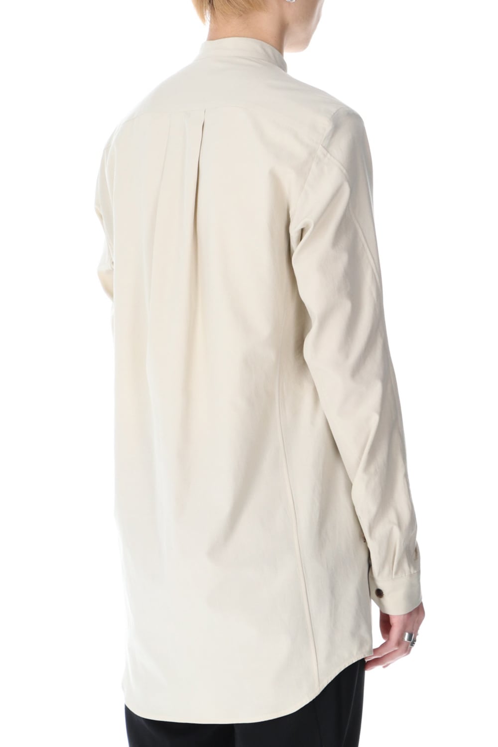 Shirt silk/cotton broad sandblast finish Light Beige