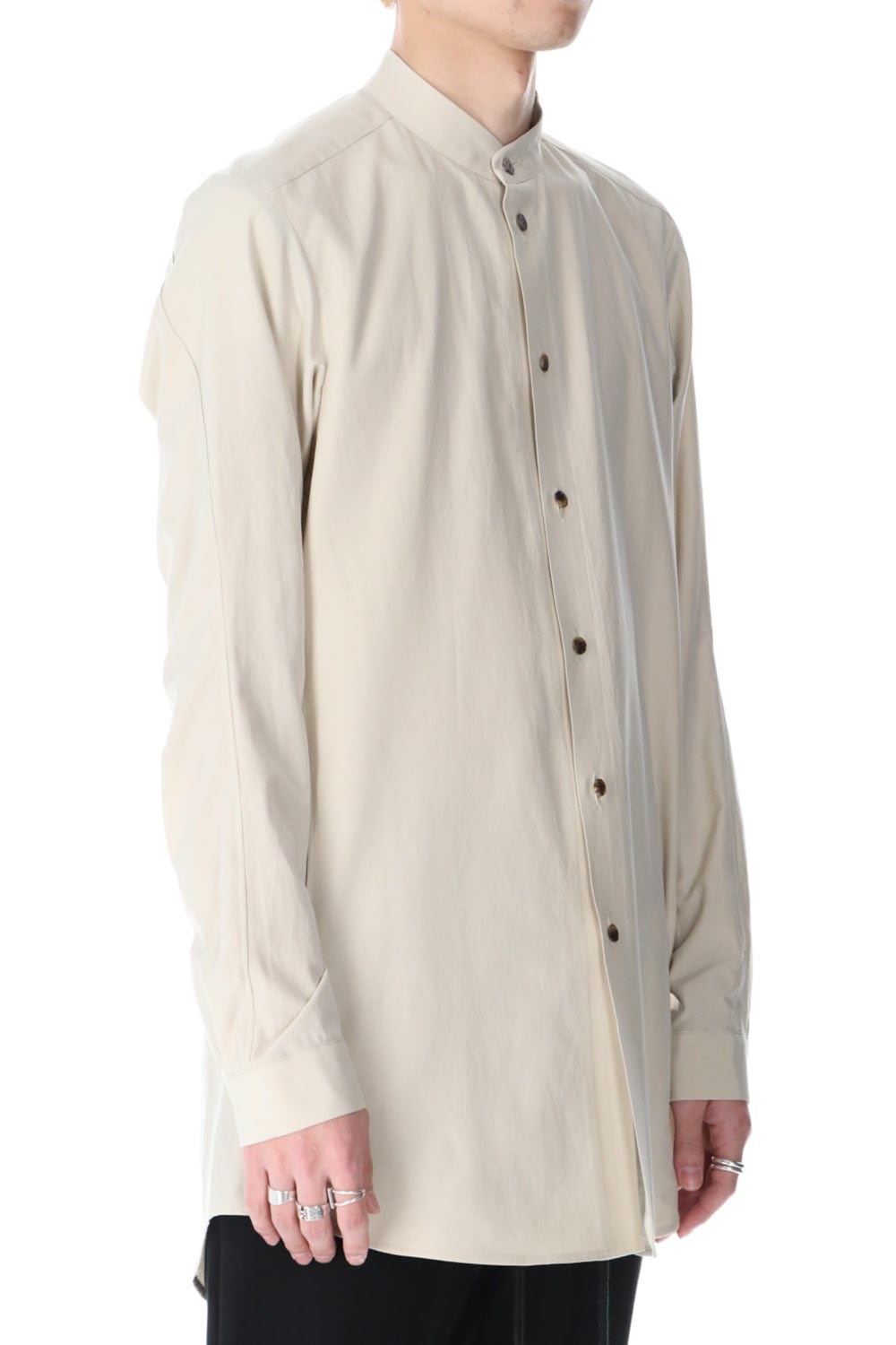 Shirt silk/cotton broad sandblast finish Light Beige