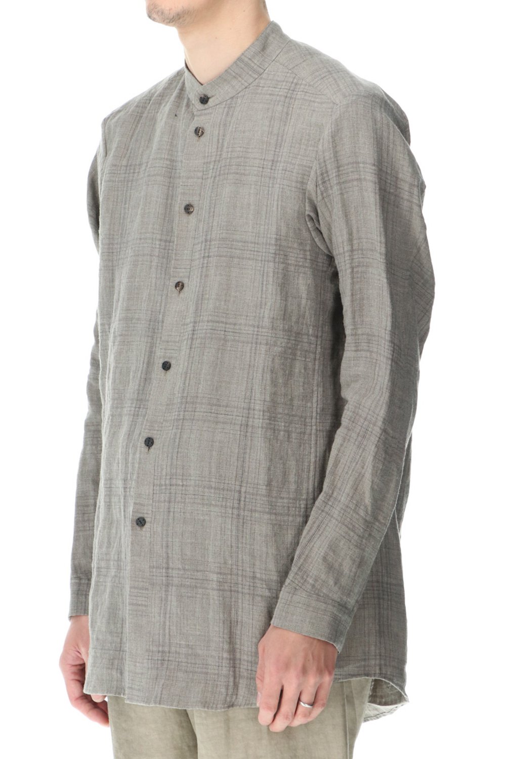 シャツ  リネン チェック シュリンク ウォッシュ