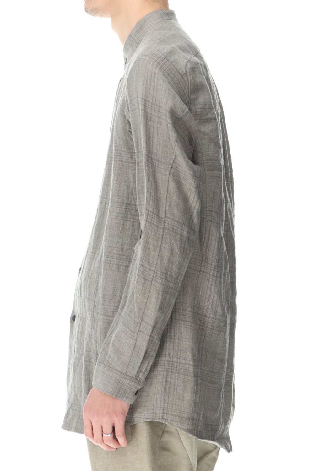 シャツ  リネン チェック シュリンク ウォッシュ