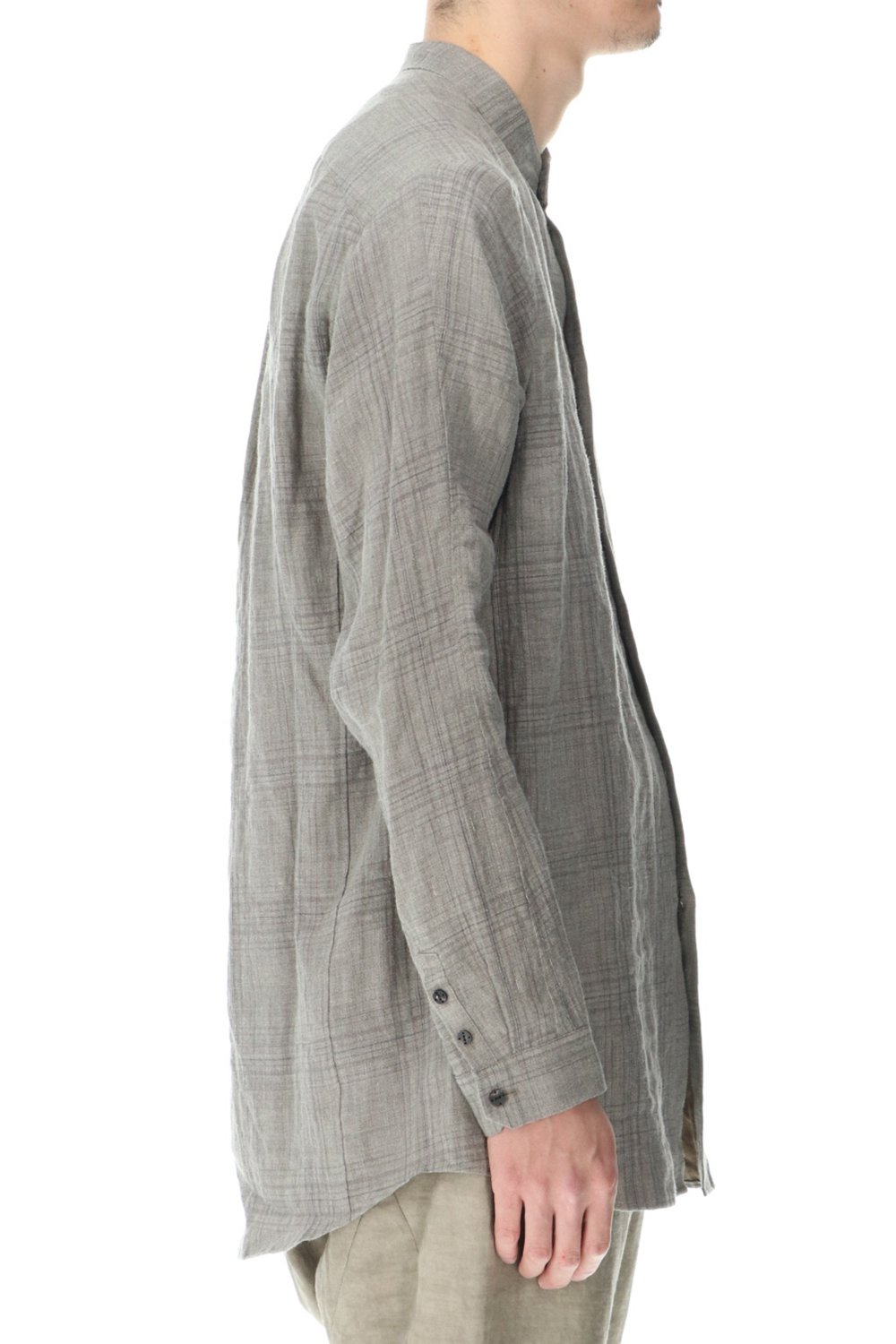 シャツ  リネン チェック シュリンク ウォッシュ