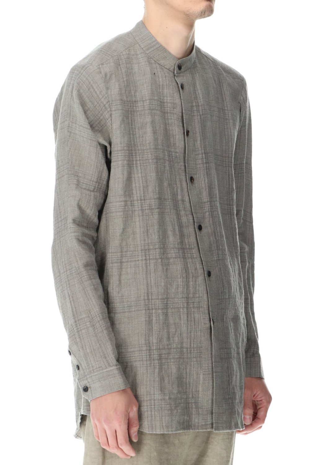 シャツ  リネン チェック シュリンク ウォッシュ