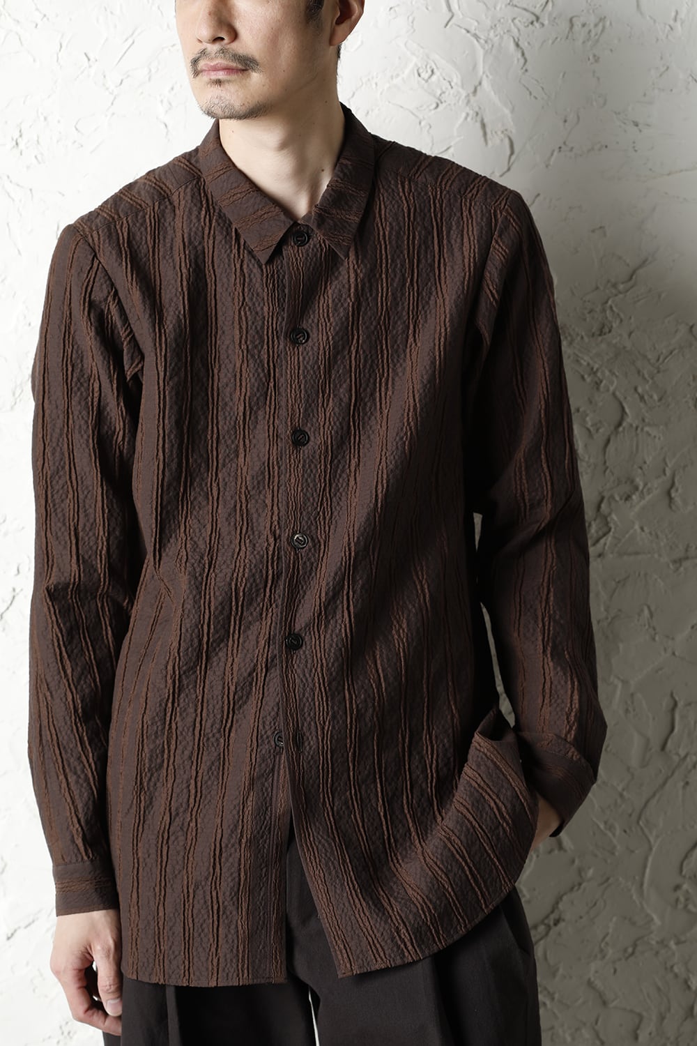 Shirt light weight stretch seersucker