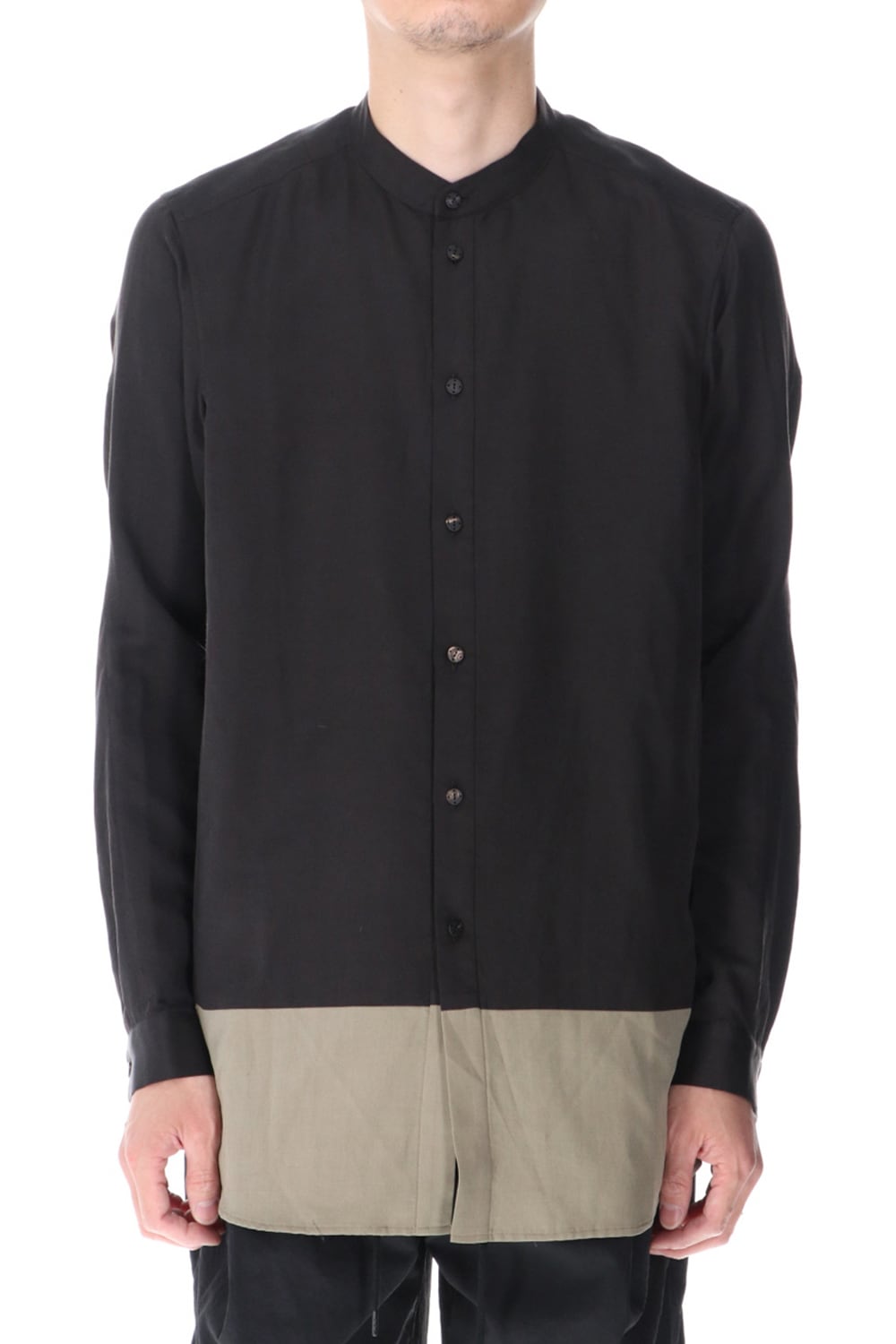 Shirt silk/wool satin sandblast finish Otter Gray Combi