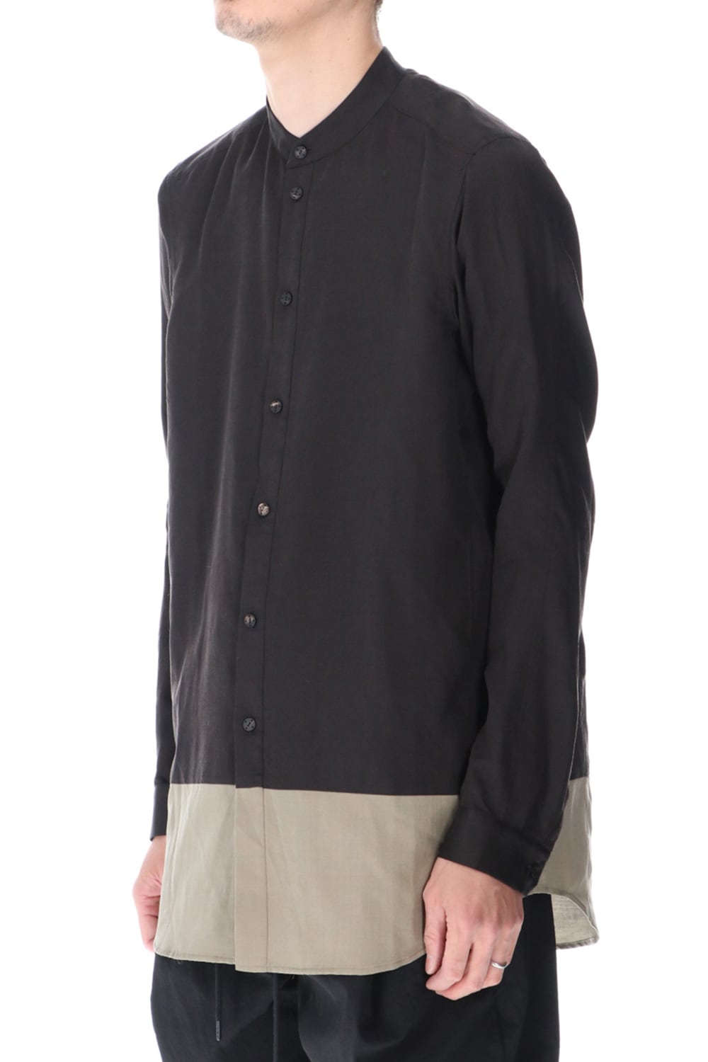 Shirt silk/wool satin sandblast finish Otter Gray Combi