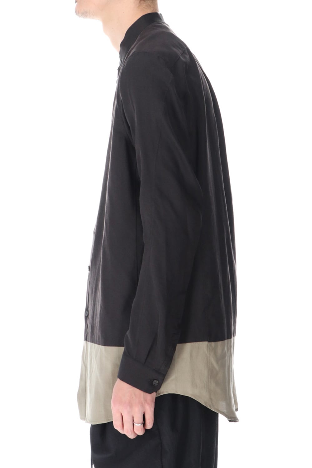 Shirt silk/wool satin sandblast finish Otter Gray Combi