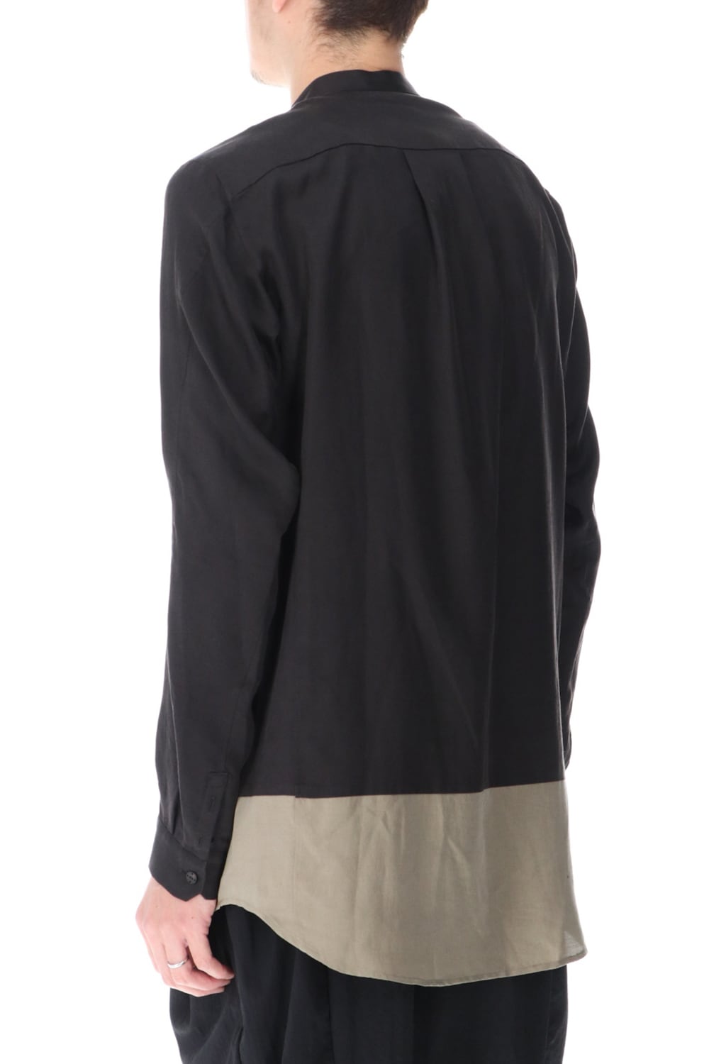 Shirt silk/wool satin sandblast finish Otter Gray Combi