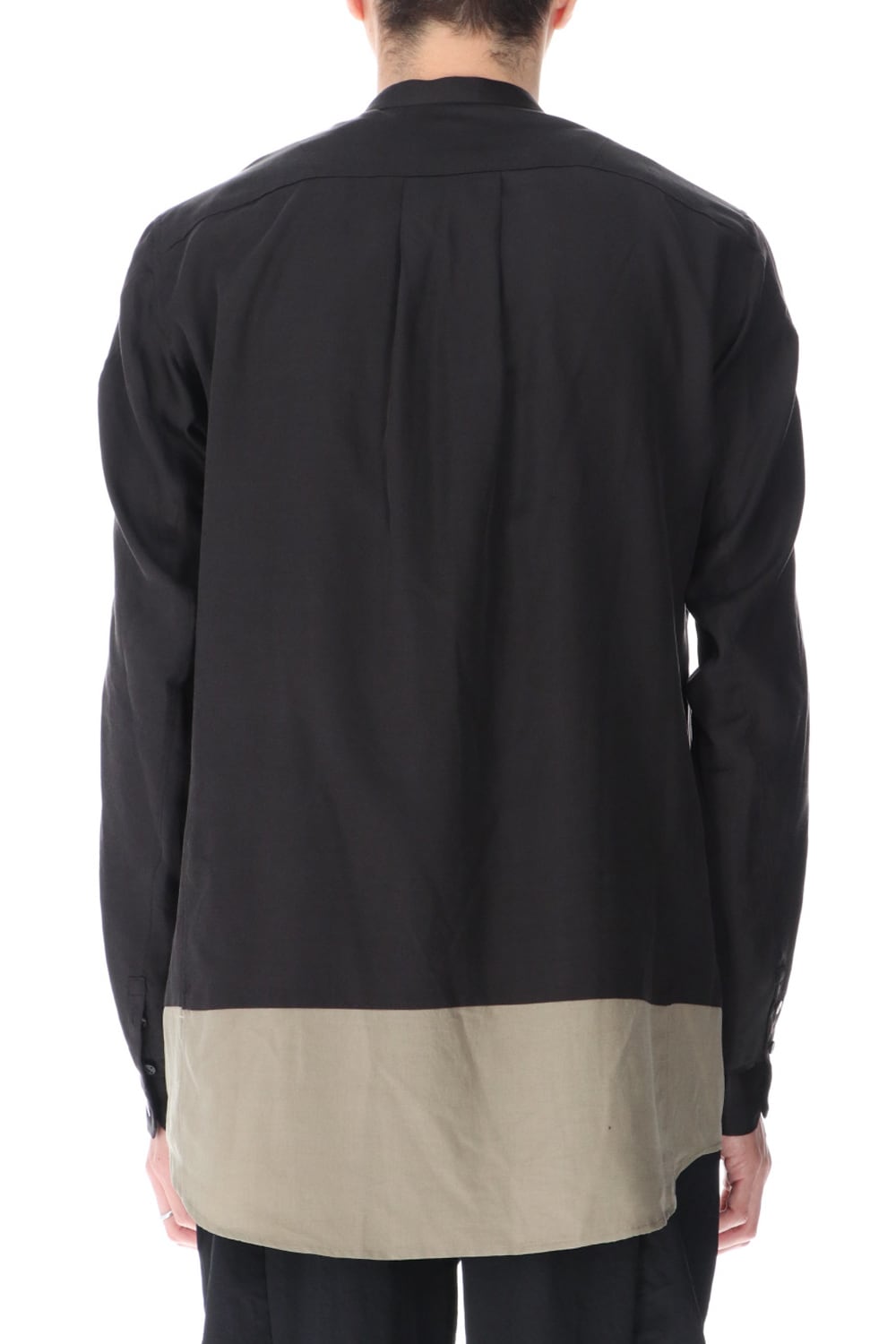 Shirt silk/wool satin sandblast finish Otter Gray Combi