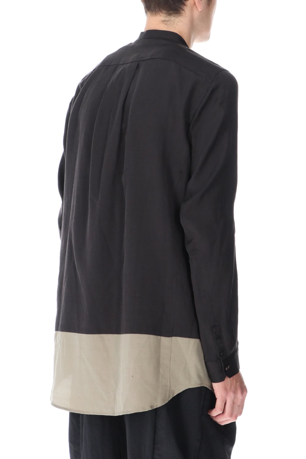 Shirt silk/wool satin sandblast finish Otter Gray Combi