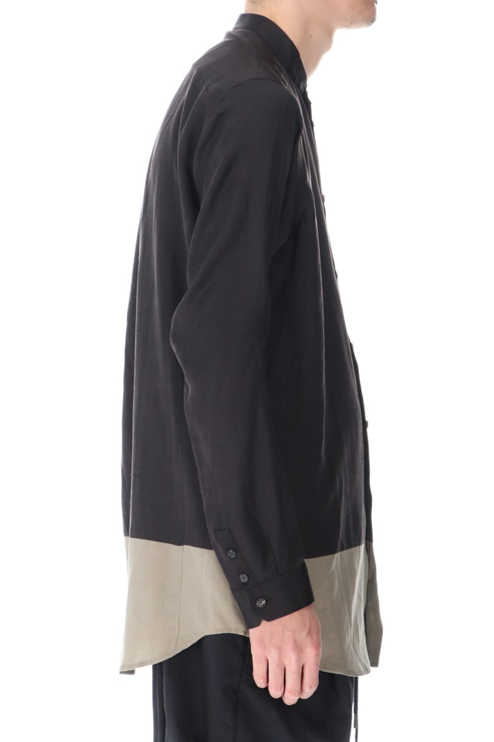 Shirt silk/wool satin sandblast finish Otter Gray Combi