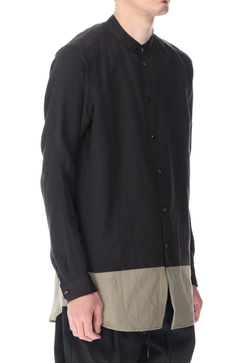 Shirt silk/wool satin sandblast finish Otter Gray Combi