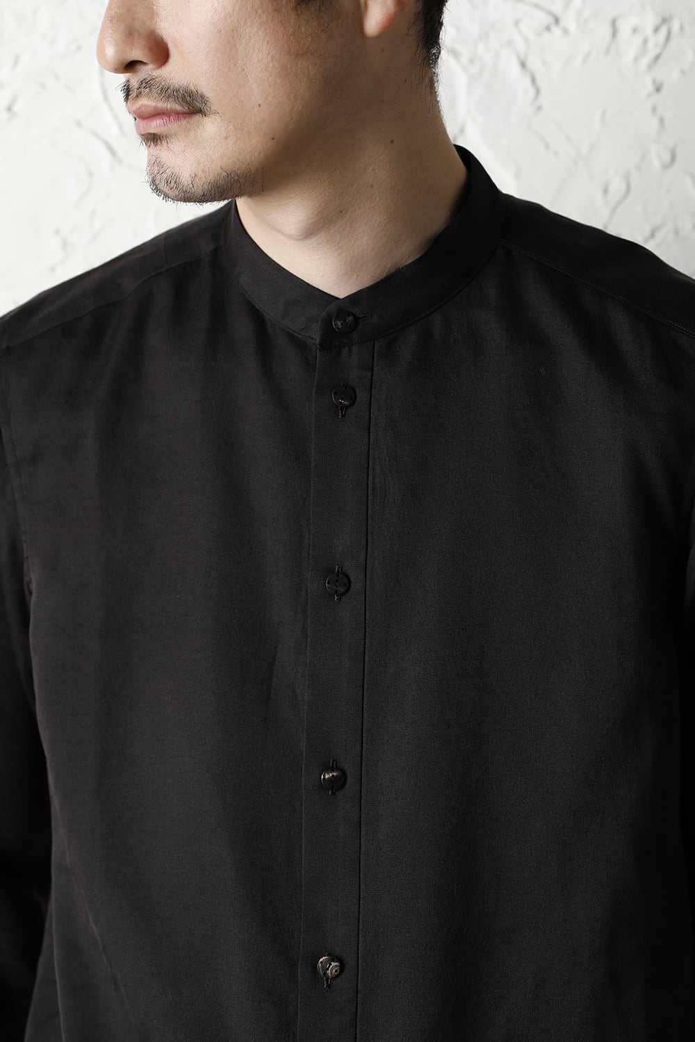 Shirt silk/wool satin sandblast finish Otter Gray Combi