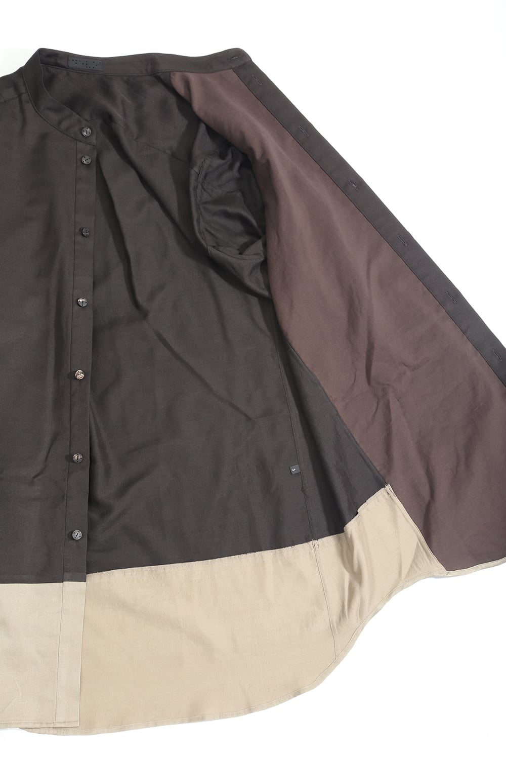 Shirt silk/wool satin sandblast finish Otter Gray Combi