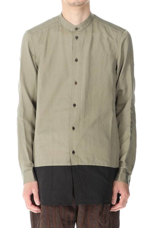 Shirt silk/wool satin sandblast finish Sand Beige Combi