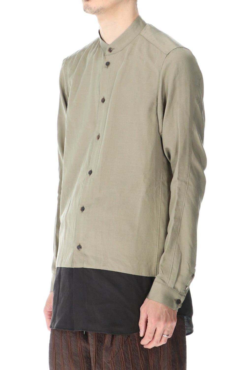 Shirt silk/wool satin sandblast finish Sand Beige Combi