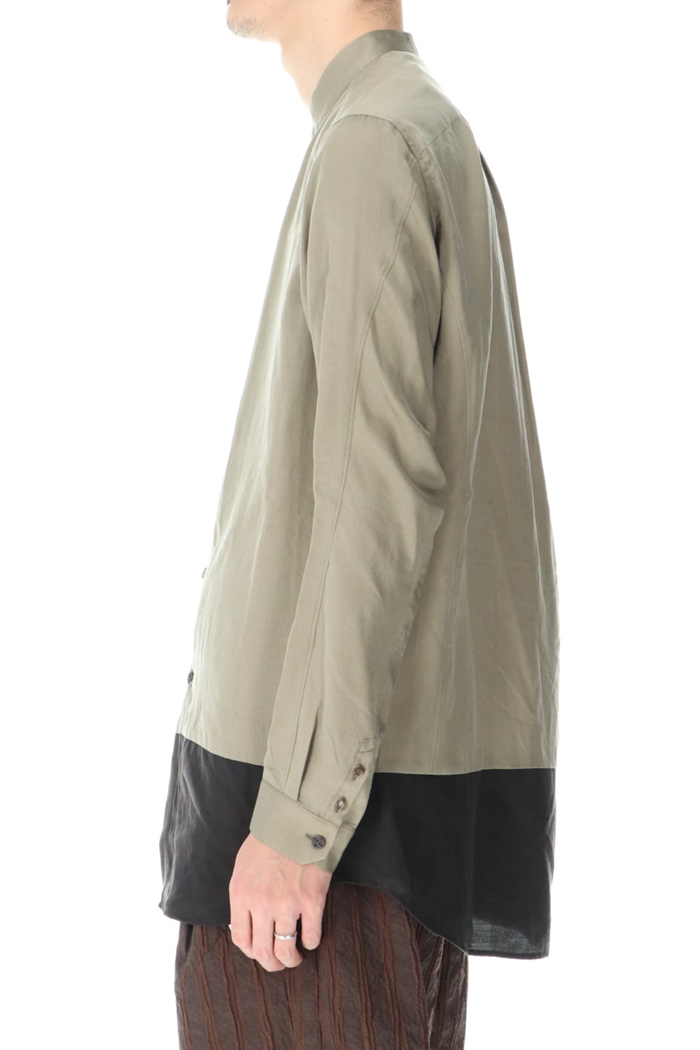 Shirt silk/wool satin sandblast finish Sand Beige Combi