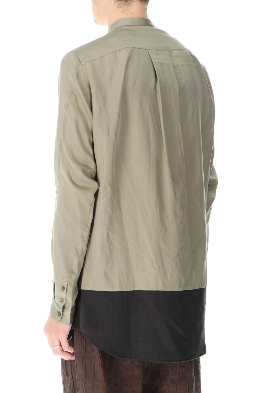 Shirt silk/wool satin sandblast finish Sand Beige Combi