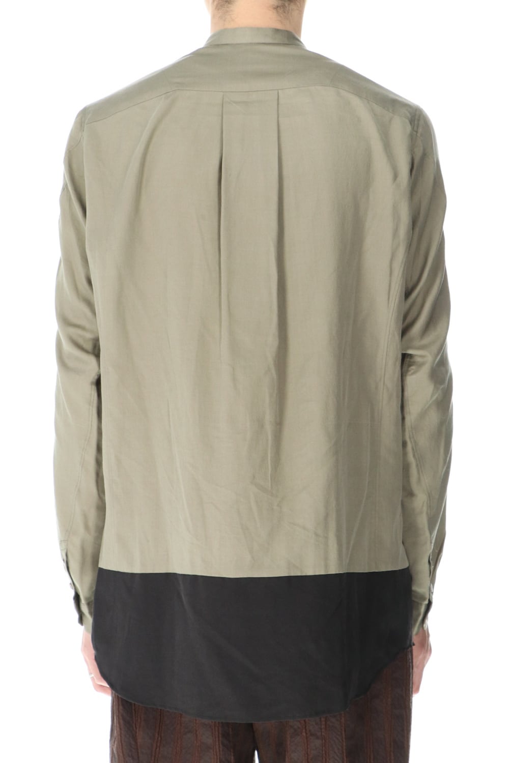 Shirt silk/wool satin sandblast finish Sand Beige Combi