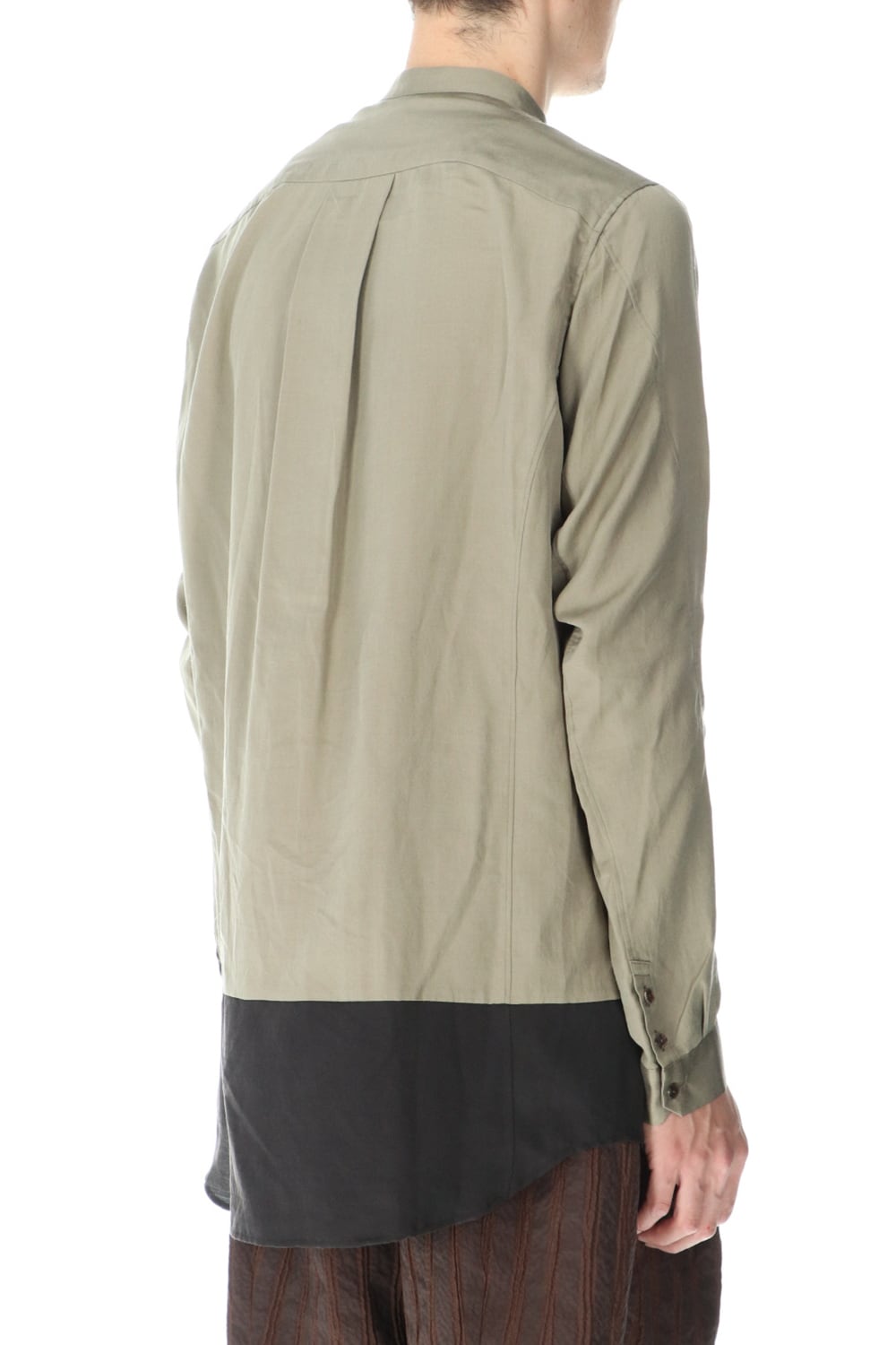 Shirt silk/wool satin sandblast finish Sand Beige Combi