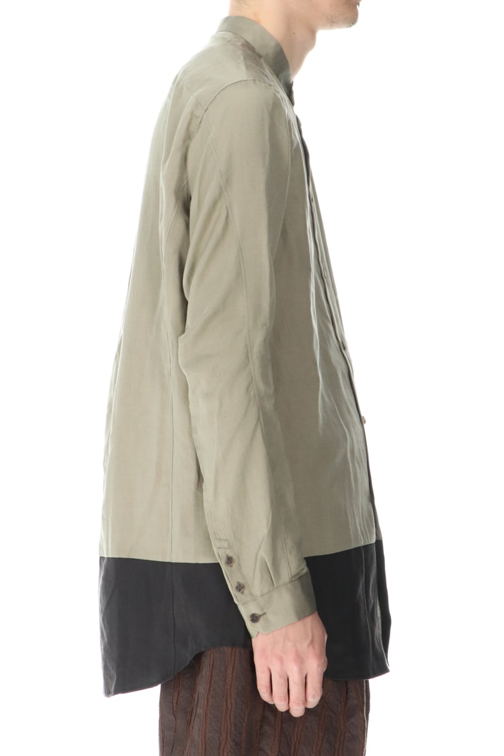 Shirt silk/wool satin sandblast finish Sand Beige Combi