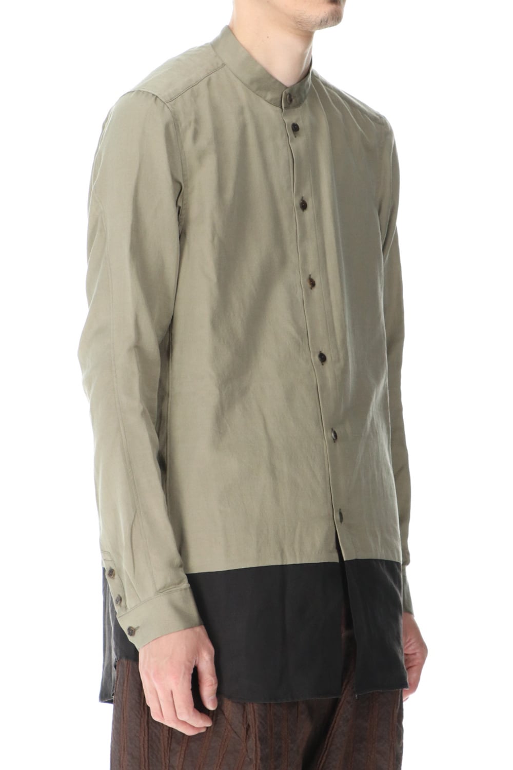 Shirt silk/wool satin sandblast finish Sand Beige Combi