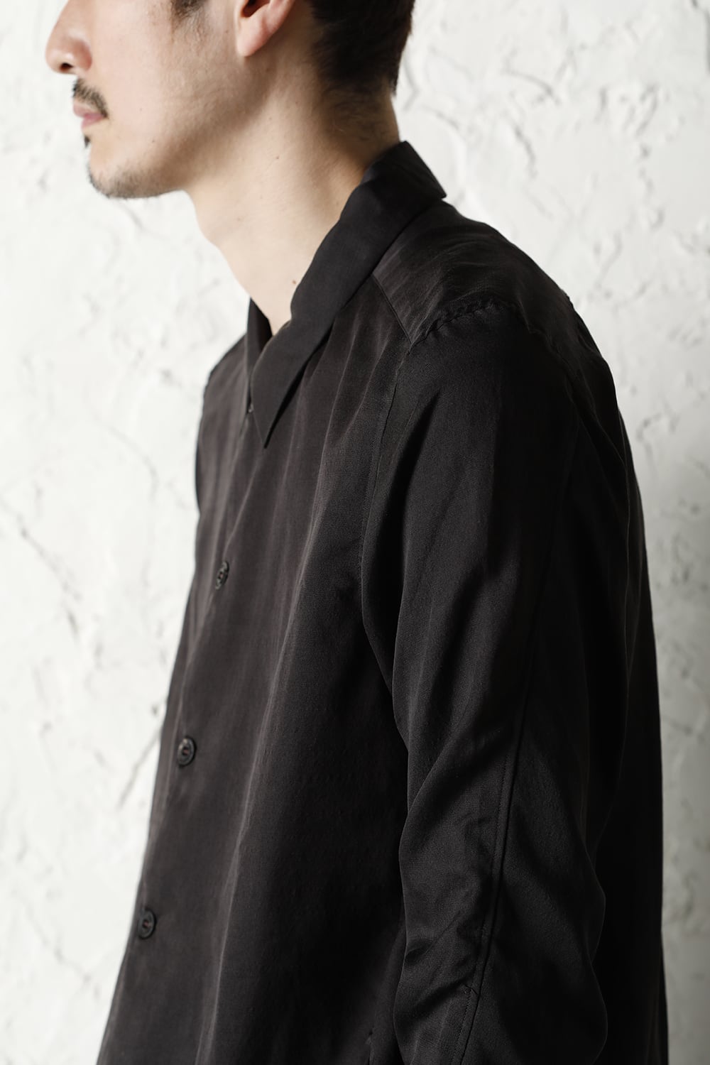 Shirt silk/wool satin sandblast finish Otter Gray