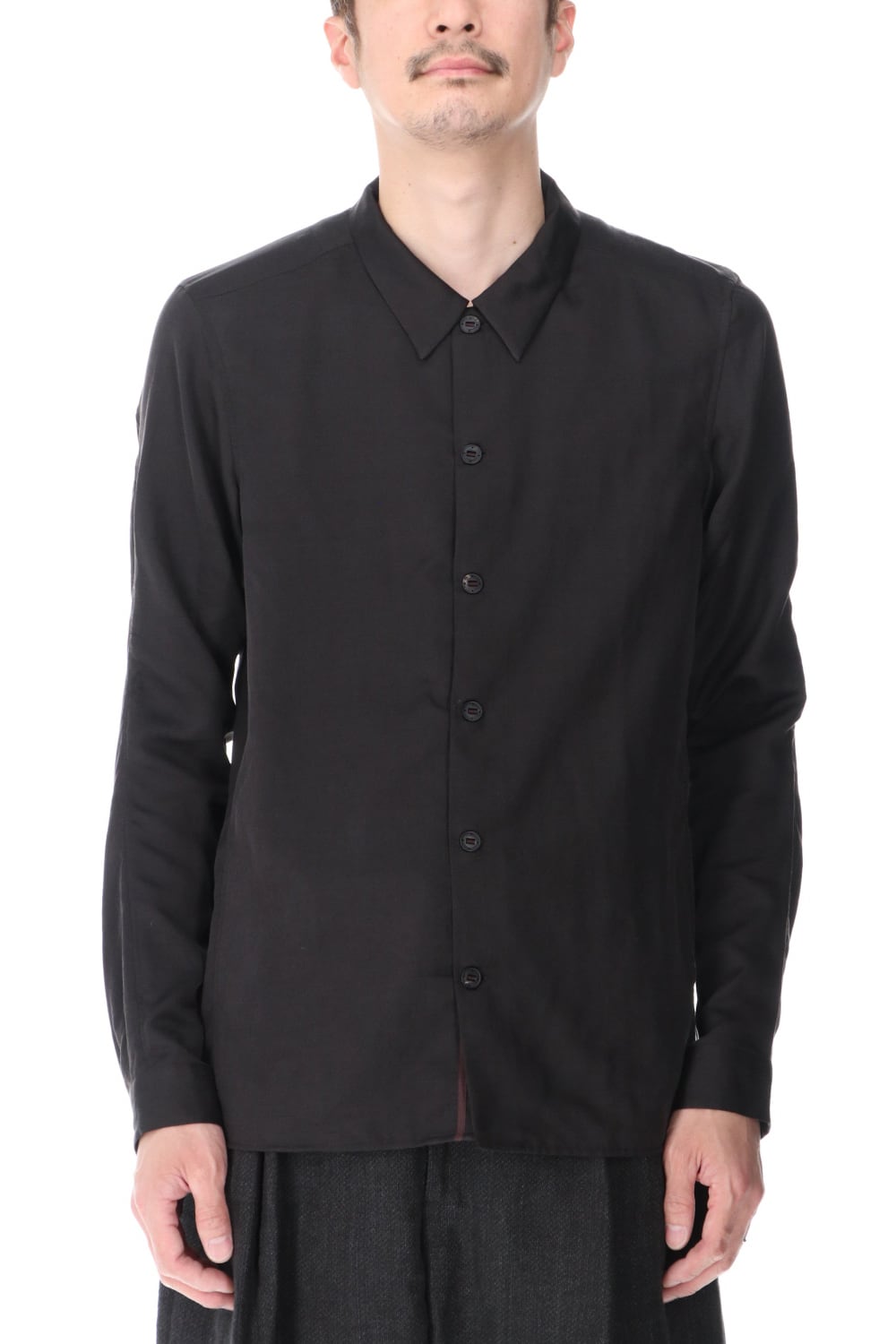 Shirt silk/wool satin sandblast finish Otter Gray