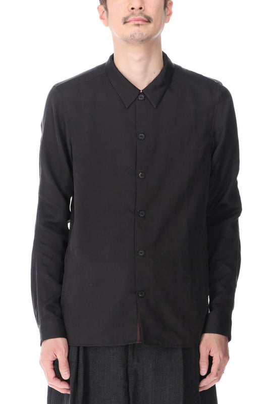 Shirt silk/wool satin sandblast finish Otter Gray