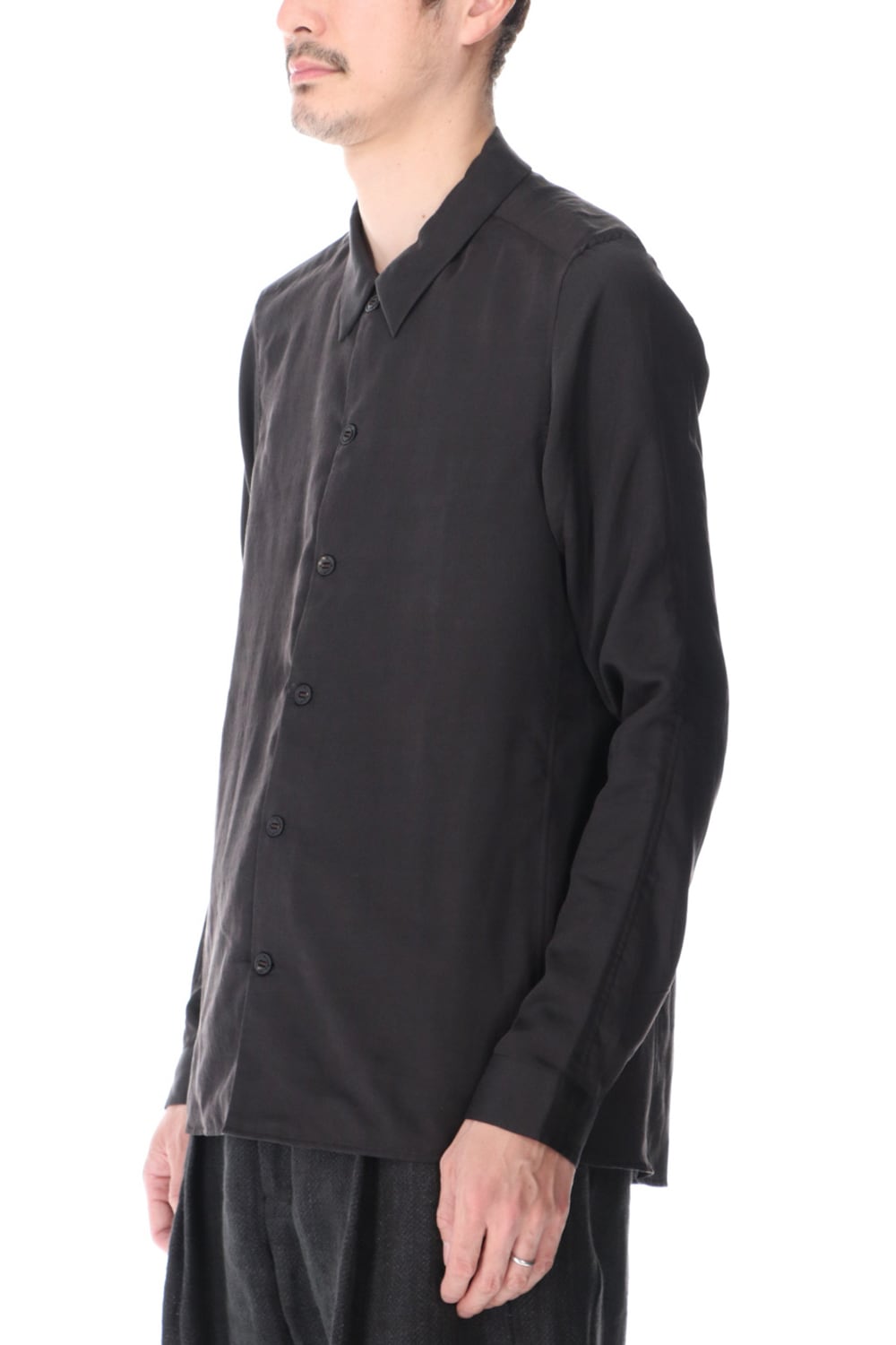 Shirt silk/wool satin sandblast finish Otter Gray