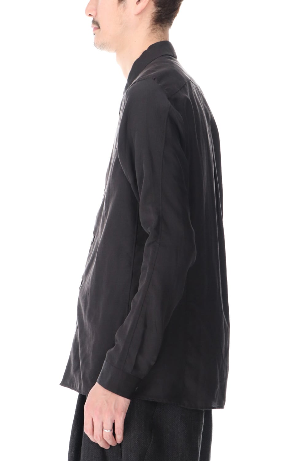 Shirt silk/wool satin sandblast finish Otter Gray