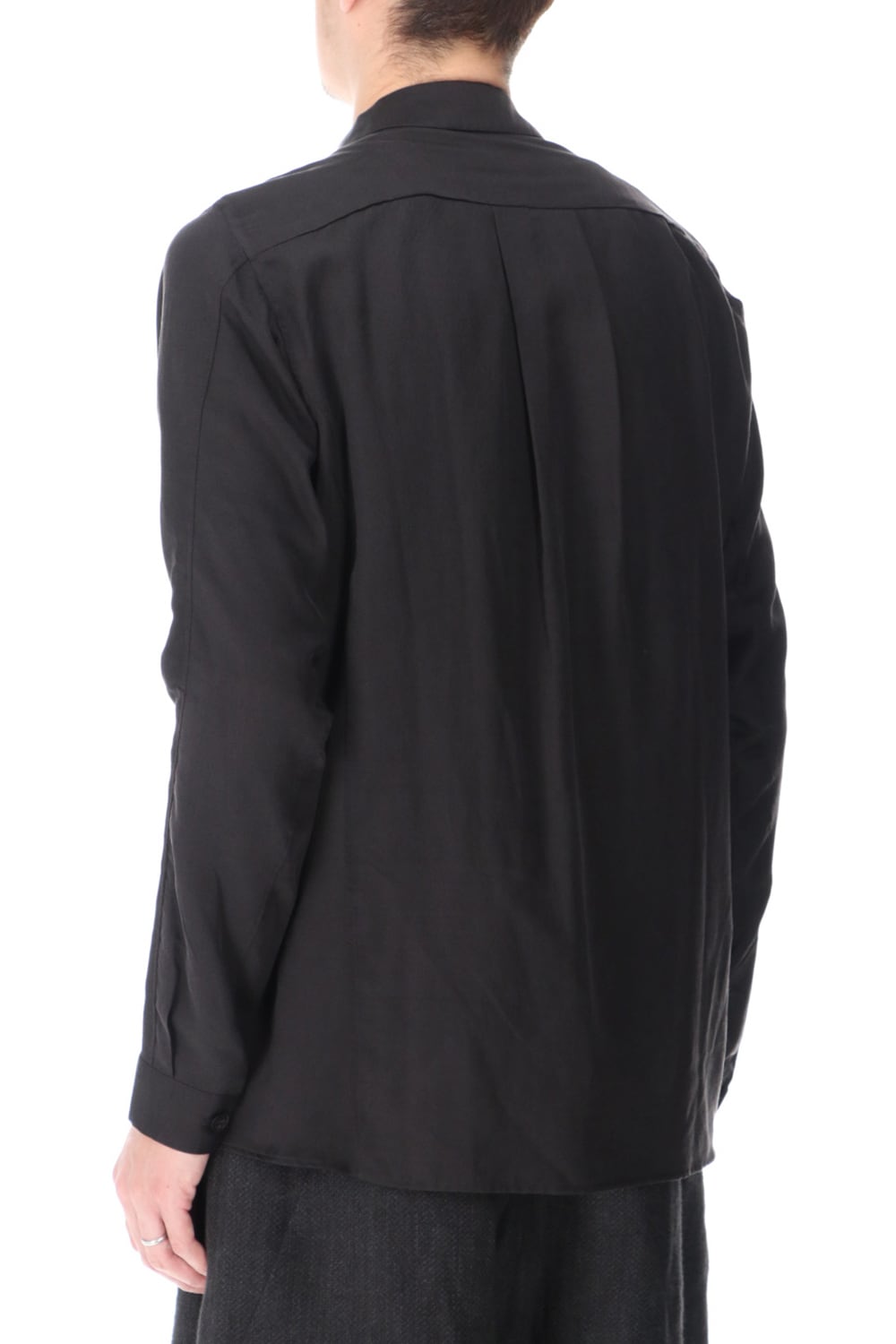 Shirt silk/wool satin sandblast finish Otter Gray