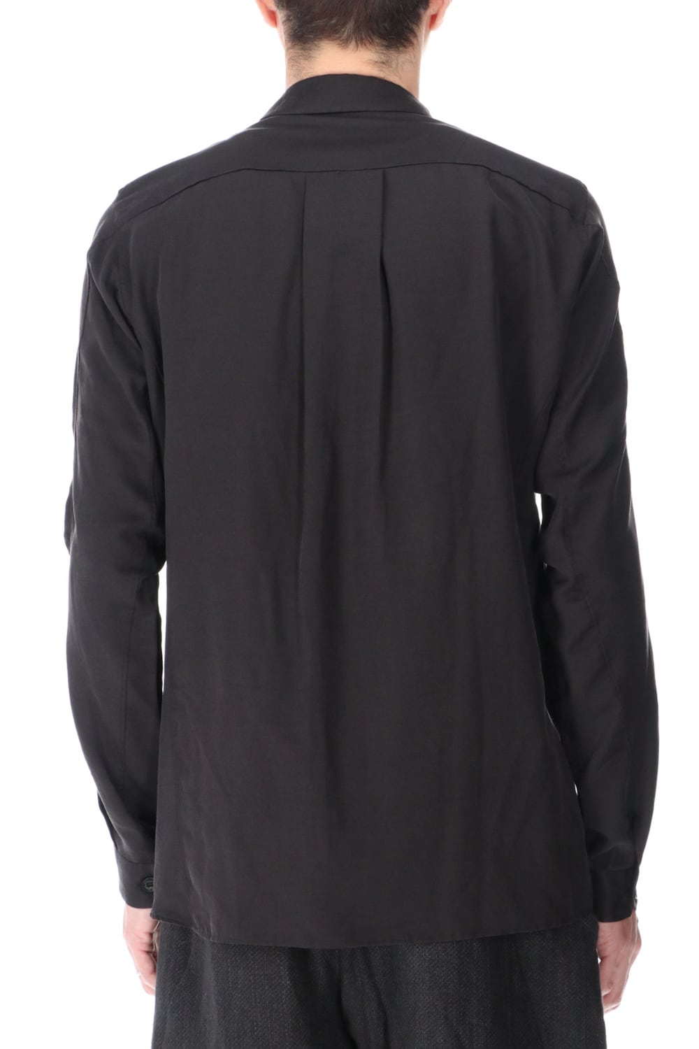 Shirt silk/wool satin sandblast finish Otter Gray