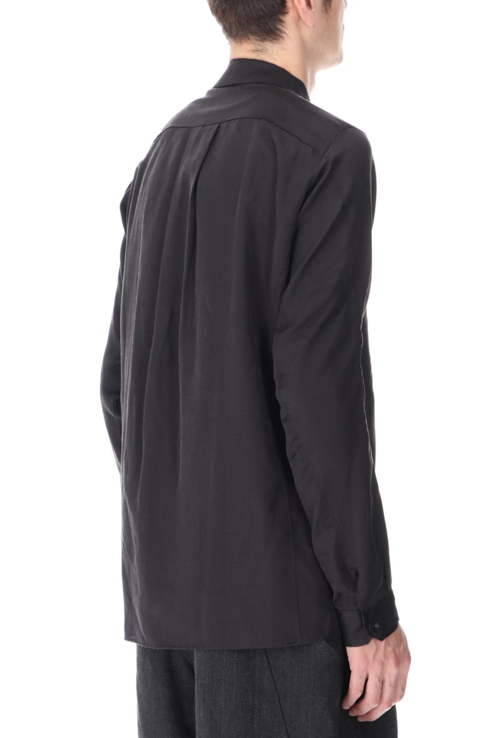 Shirt silk/wool satin sandblast finish Otter Gray