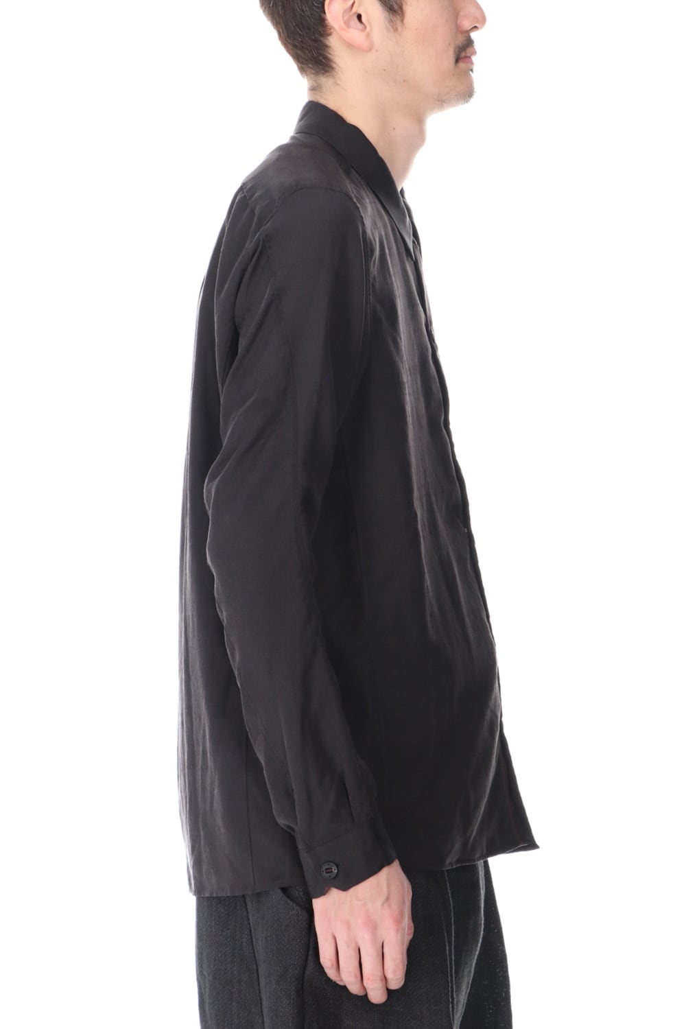 Shirt silk/wool satin sandblast finish Otter Gray