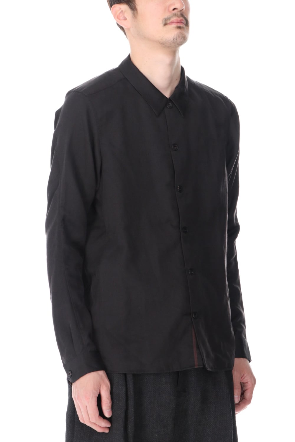 Shirt silk/wool satin sandblast finish Otter Gray