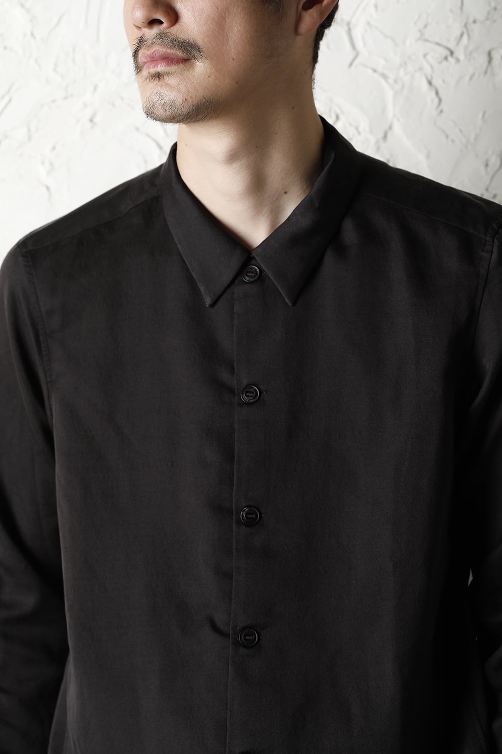 Shirt silk/wool satin sandblast finish Otter Gray