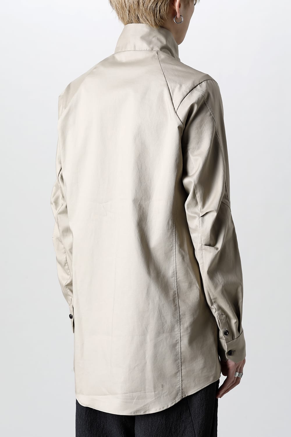 Hight neck shirt 200/2 cotton double weave  Beige Gray