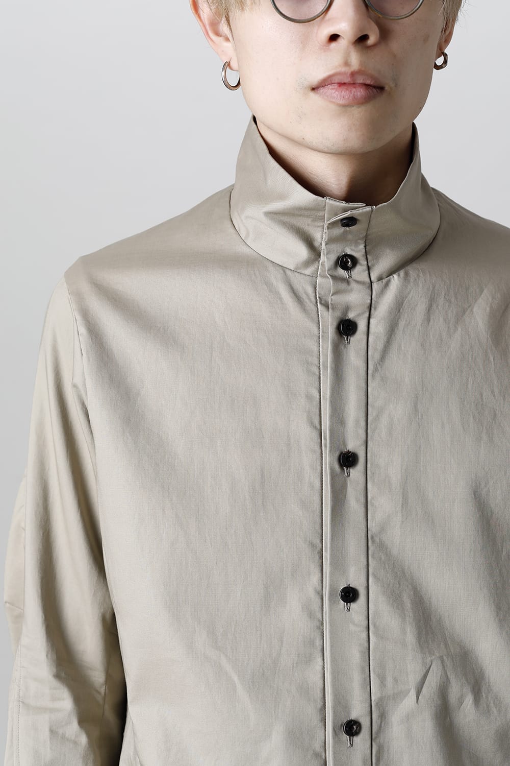 Hight neck shirt 200/2 cotton double weave  Beige Gray