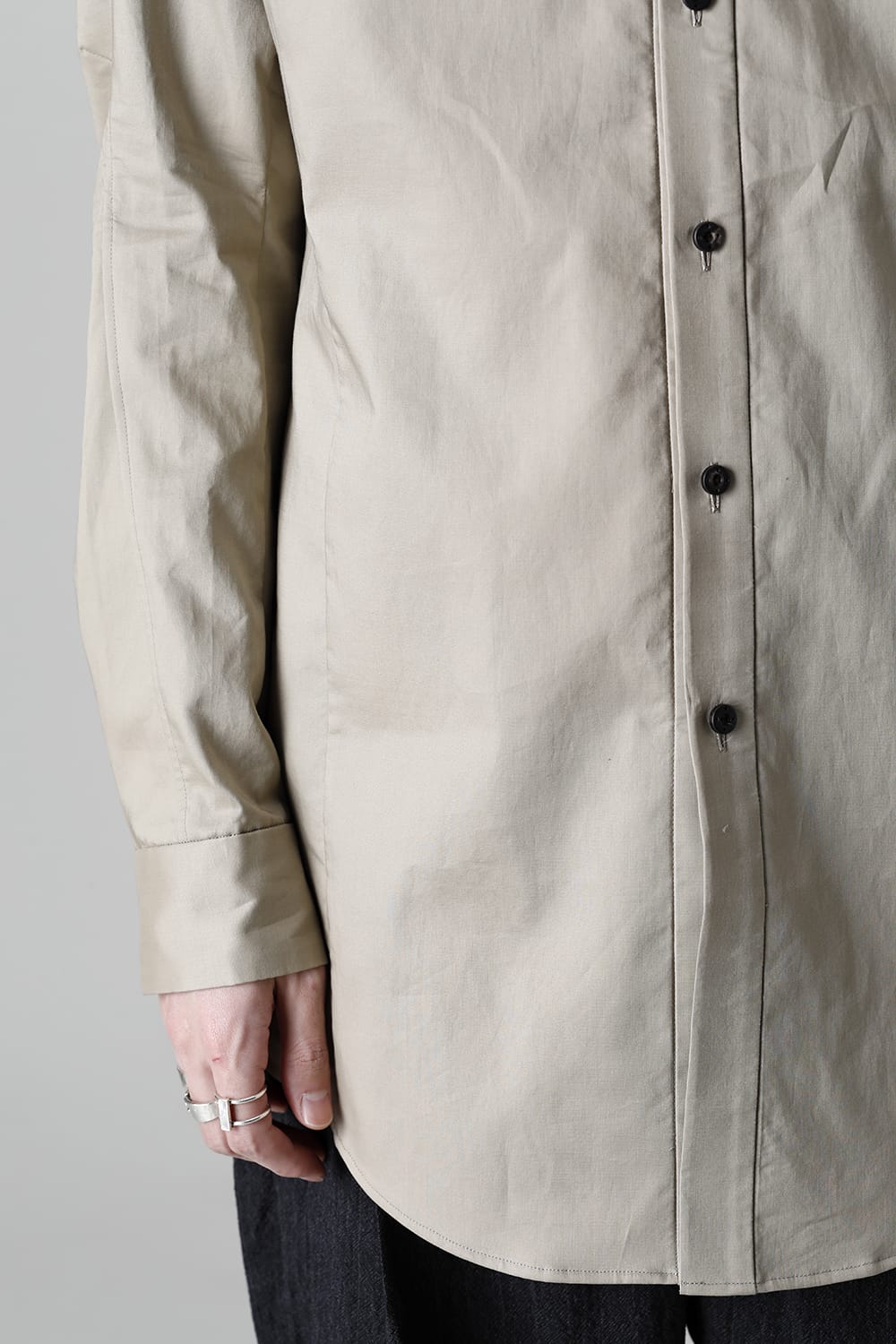 Hight neck shirt 200/2 cotton double weave  Beige Gray