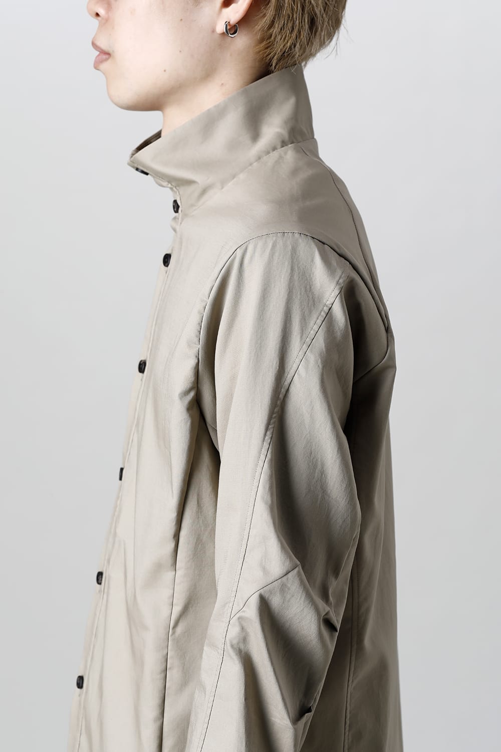 Hight neck shirt 200/2 cotton double weave  Beige Gray