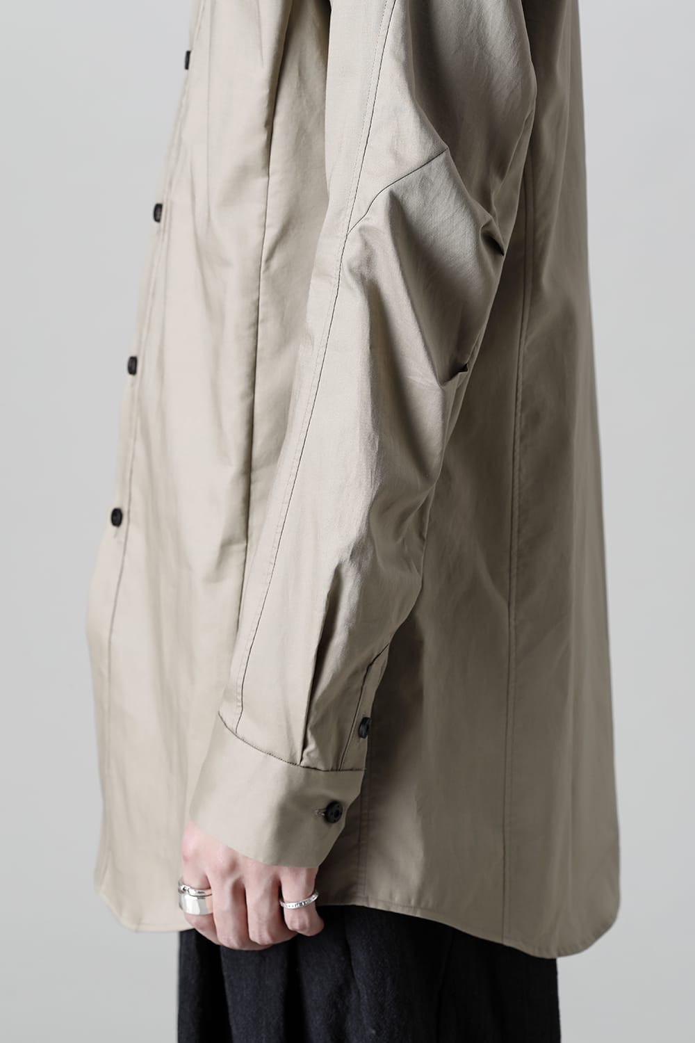 Hight neck shirt 200/2 cotton double weave  Beige Gray