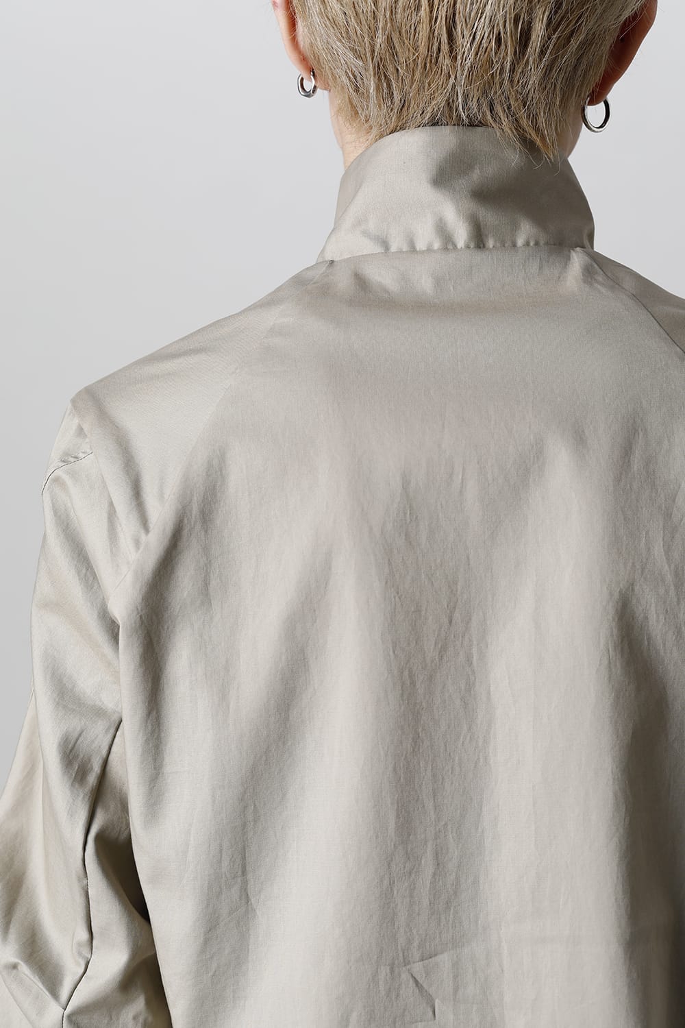 Hight neck shirt 200/2 cotton double weave  Beige Gray