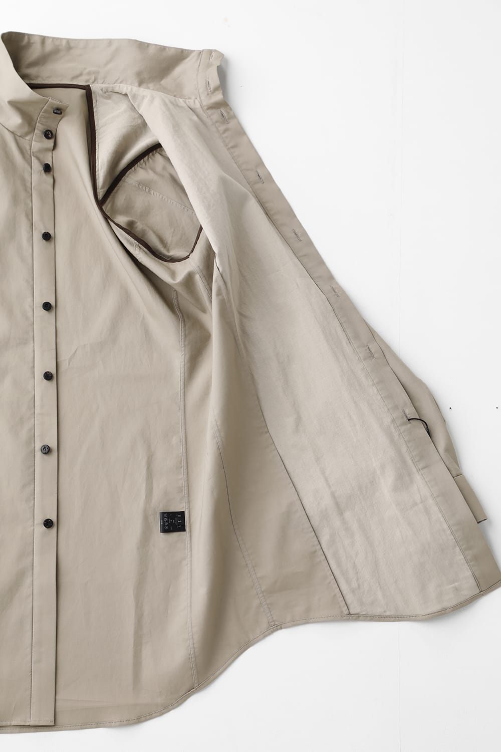 Hight neck shirt 200/2 cotton double weave  Beige Gray