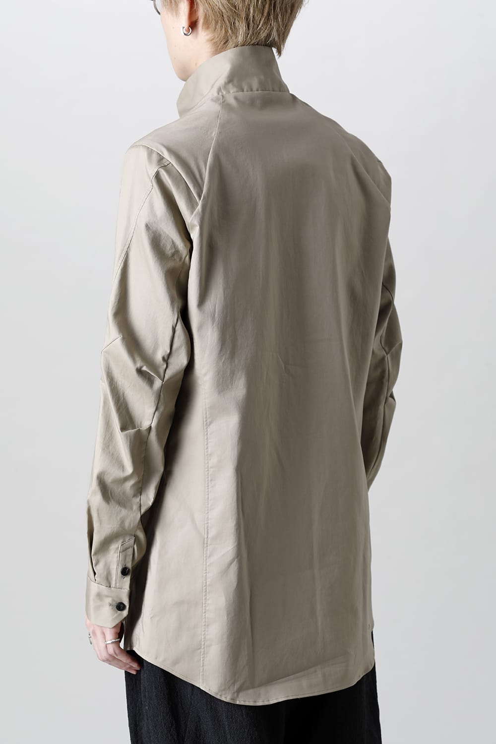 Hight neck shirt 200/2 cotton double weave  Beige Gray